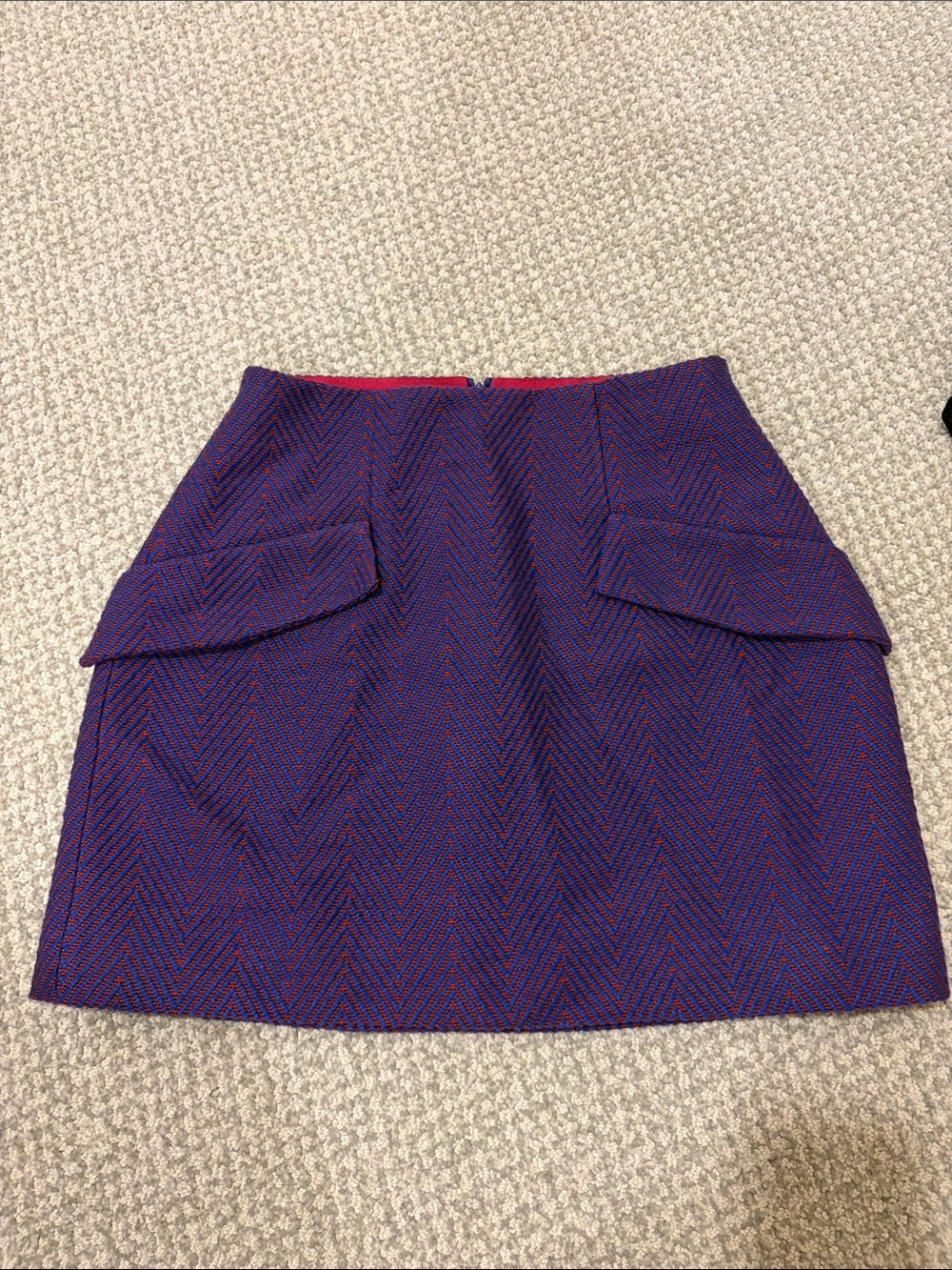Textured Purple Mini Skirt with Flap Pockets by “The Coat” Ukrainian brand